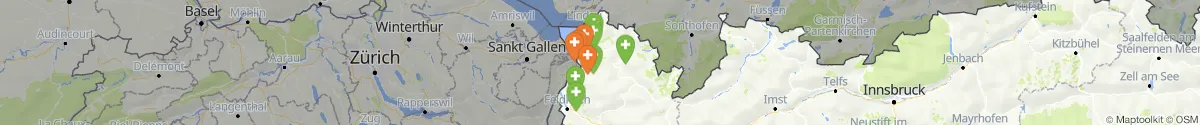 Kartenansicht für Apotheken-Notdienste in der Nähe von Reuthe (Bregenz, Vorarlberg)